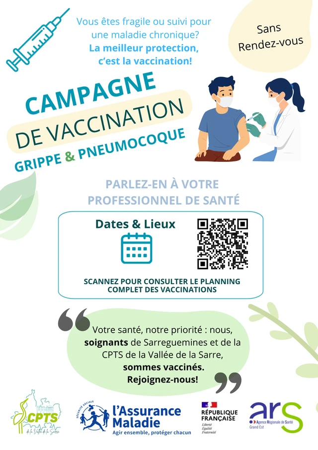 💉 CAMPAGNE DE VACCINATION GRIPPE & PNEUMOCOQUE