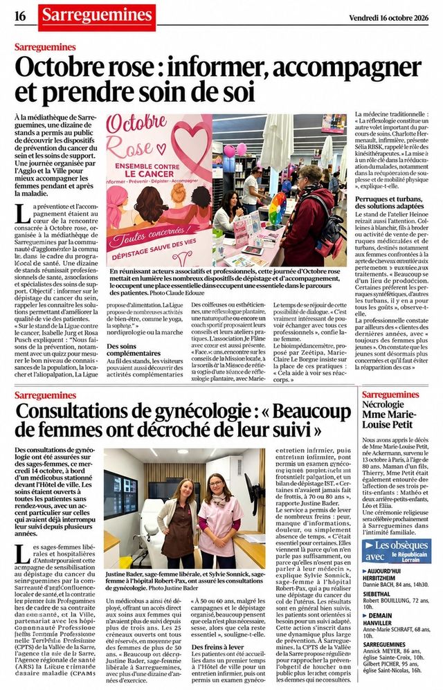 🌸 OCTOBRE ROSE : LA CPTS DE LA VALLÉE DE LA SARRE MOBILISÉE !