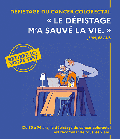 50 à 74 ans : Dépistage du cancer colorectal