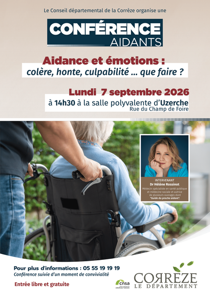 Conférences aidants : émotions (Uzerche) - aider un proche et travailler (Tullle)